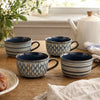 Coffret de 4 mugs en grès bleu de 44 cl Helsinki Table Passion