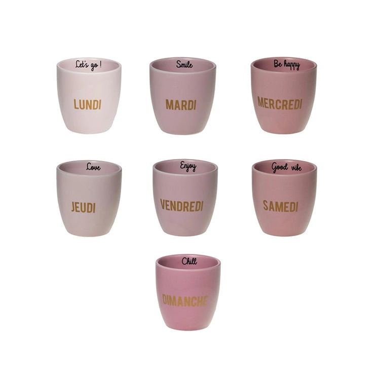 Coffret de 7 tasses en porcelaine 13cl Week Table Passion