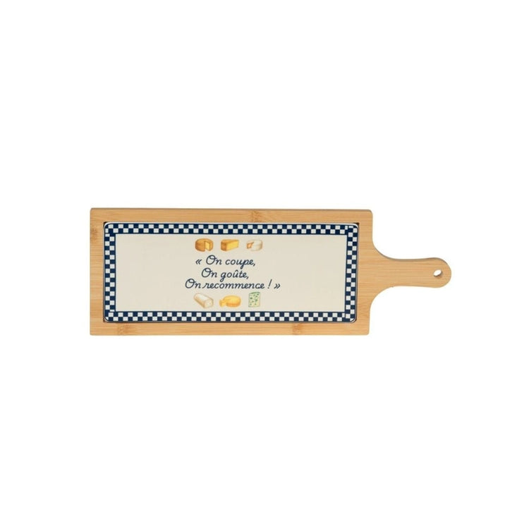 Planche à fromage bambou et céramique imprimée 31x13 cm Bleu Table Passion