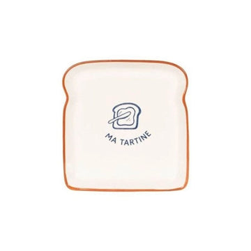 Plat à tartine grès 17x16 cm Multicolore Brunch Table Passion