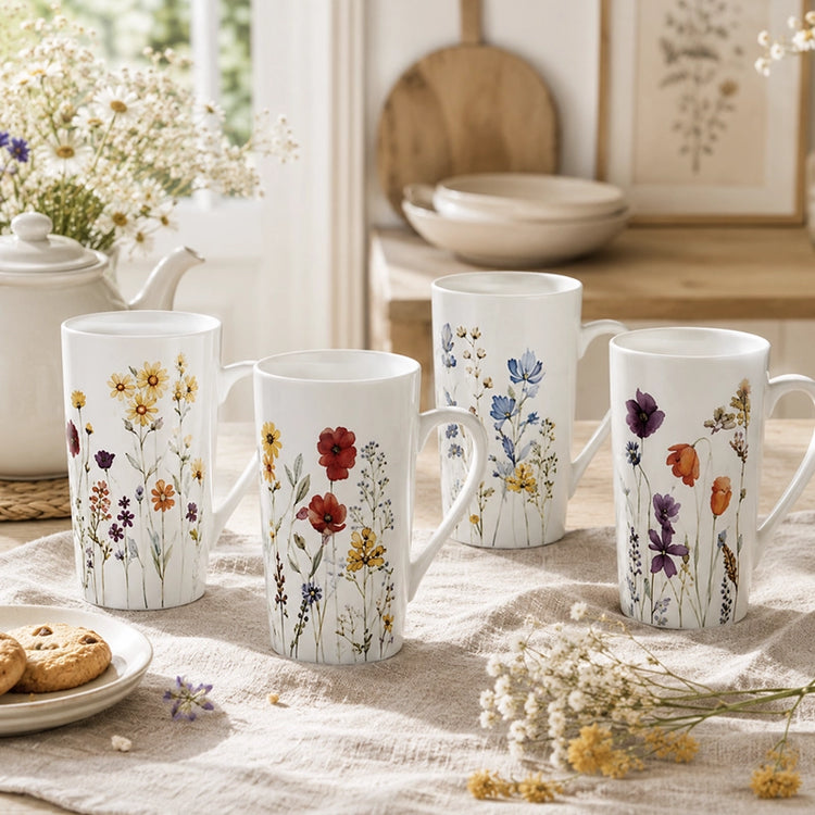 Coffret de 4 mugs en porcelaine de 38 cl Iris Table Passion
