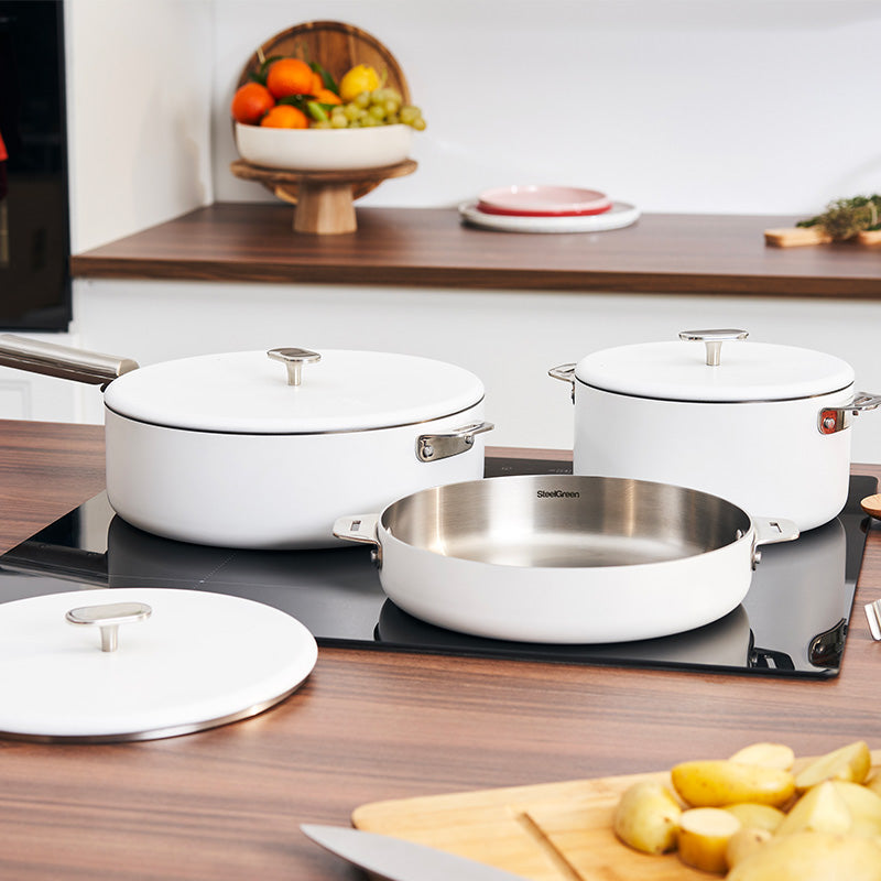 Sauteuse en inox 28 cm blanche La Merveilleuse Cookut