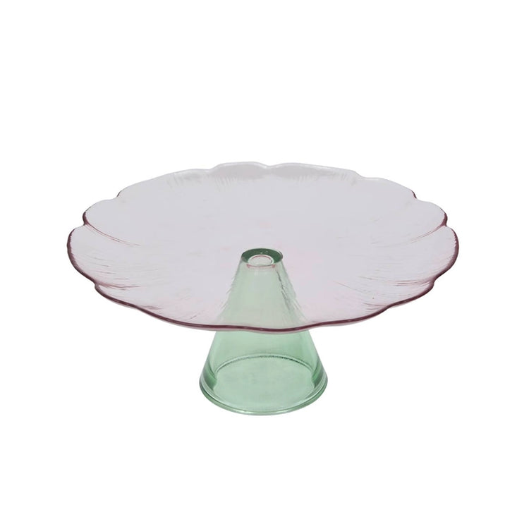 Présentoir en verre rose et vert de 28cm Fleur De Rose Atmosphera