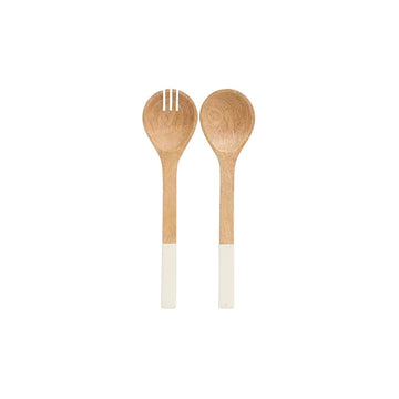 Couvert à salade en bois de manguier de 30 cm blanc Inaya Atmosphera