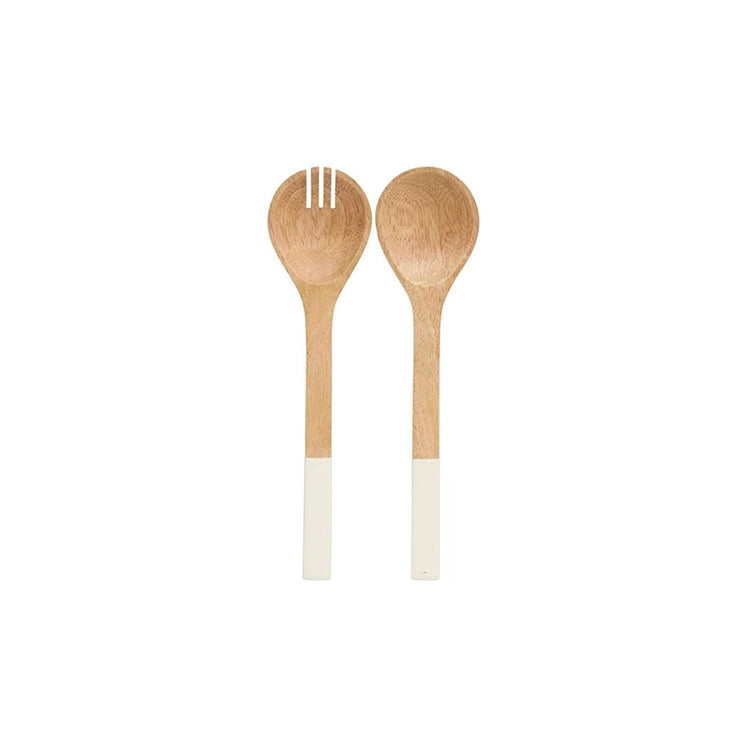 Couvert à salade en bois de manguier de 30 cm blanc Inaya Atmosphera