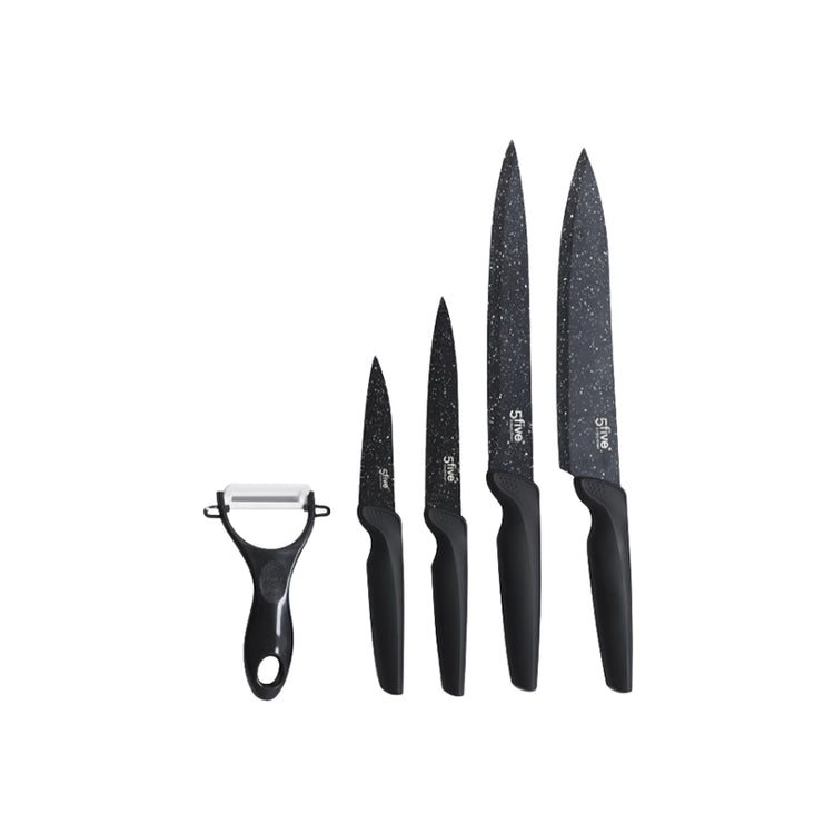 Set de 4 couteaux et 1 éplucheur noir Five