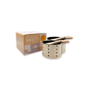 Raclette à la bougie 2 personnes acier antiadhésif et bois Crème Cookut