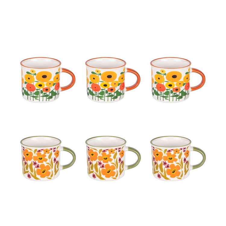 Coffret de 6 tasses jaune en porcelaine 14cl Bloom her Table Passion