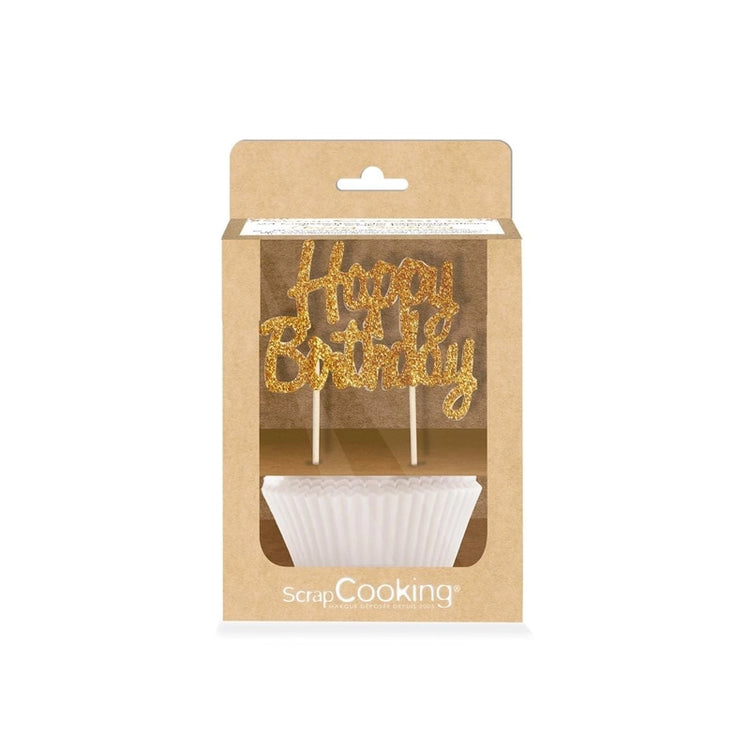 Kit festif 24 caissettes cupcakes + 12 cake toppers ScrapCooking