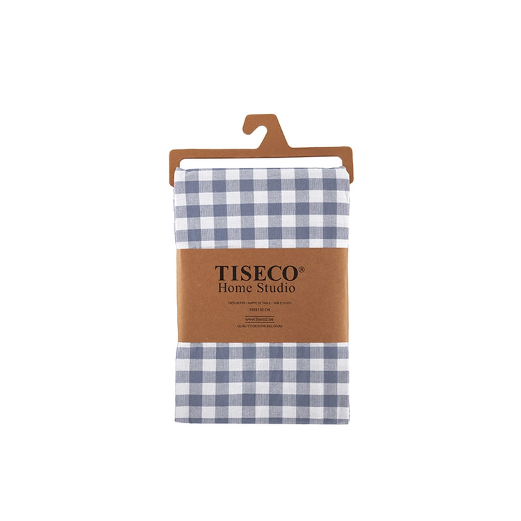 Nappe en coton bleu 150x150 Gingham Tiseco