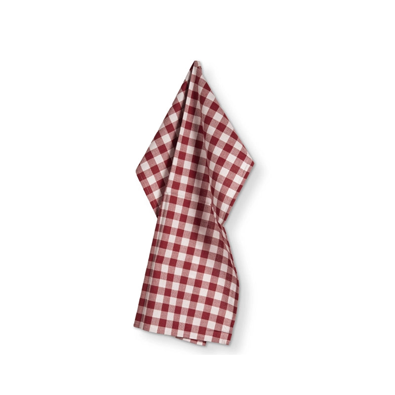 Torchon en coton rouge 50x70 Gingham Tiseco