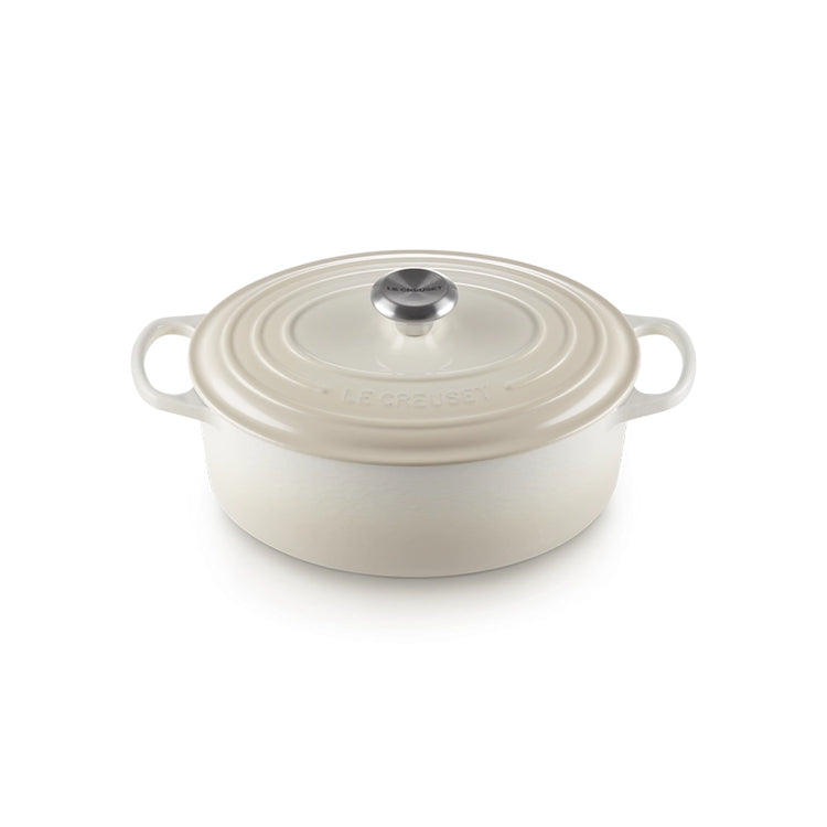 Cocotte ovale en fonte émaillée de 29 cm meringue Le Creuset