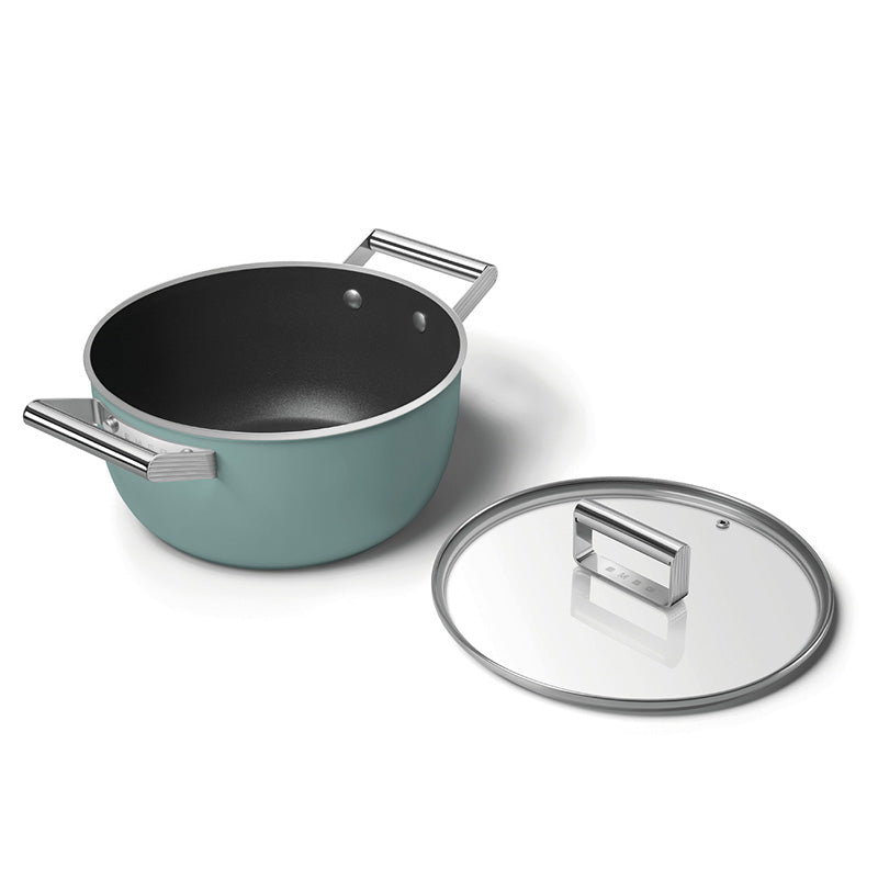 Faitout 24 cm avec couvercle Vert Émeraude Mat Années 50 Smeg