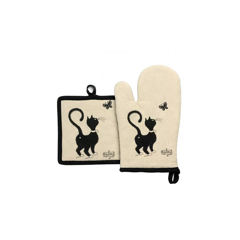 Set gant et manique Dubout chat papillon beige Winkler