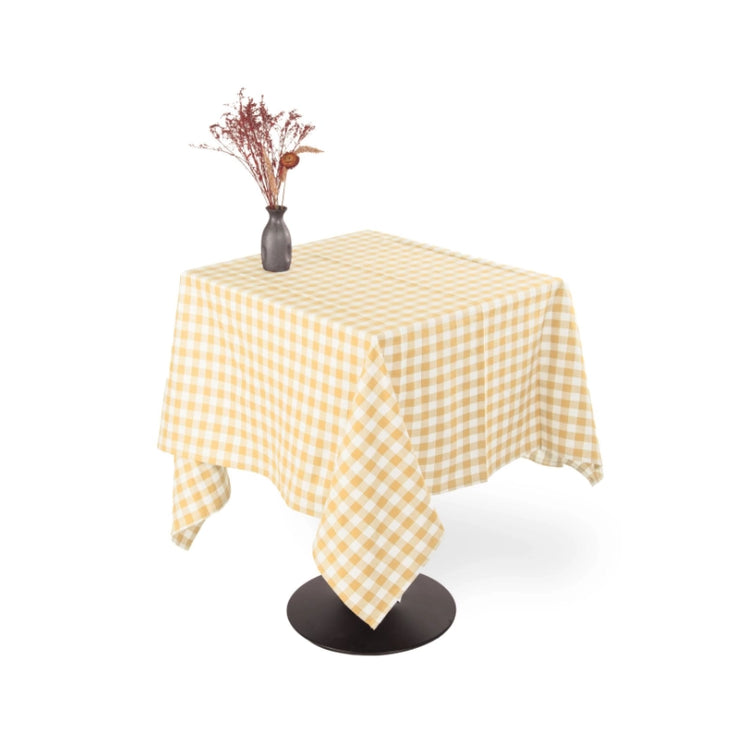 Nappe de 150x150 en coton jaune Gingham Tiseco