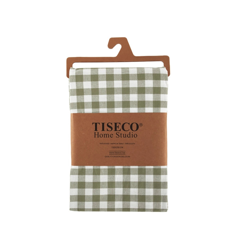 Nappe en coton vert 150x250 Gingham Tiseco
