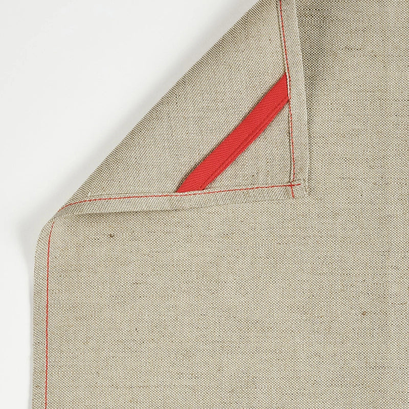 Torchon en lin beige surpiqûre rose Les Tabliers de Julie Andrieu