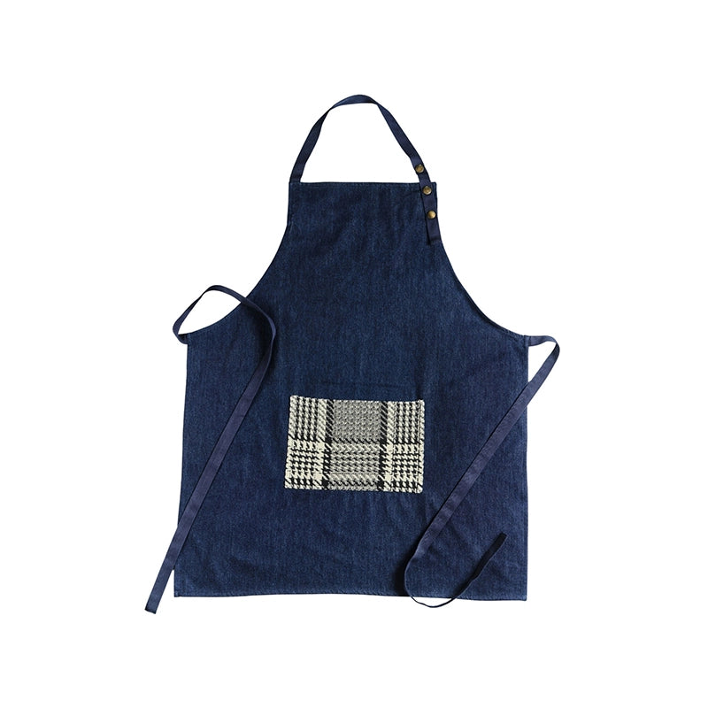 Tablier en coton pour homme Denim Dipsyrex Navy avec boutons pression Les Tabliers de Julie Andrieu