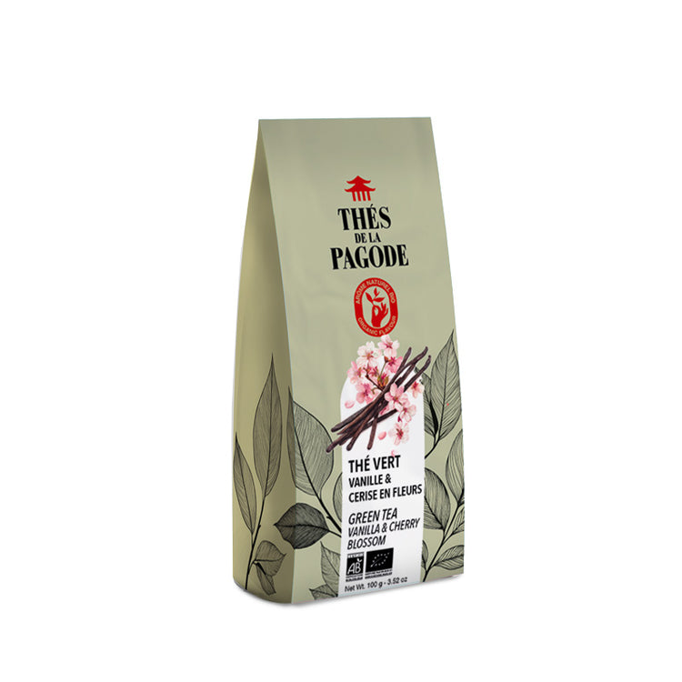 Thé vert vanille & cerise en fleurs bio 100g Thés de la Pagode