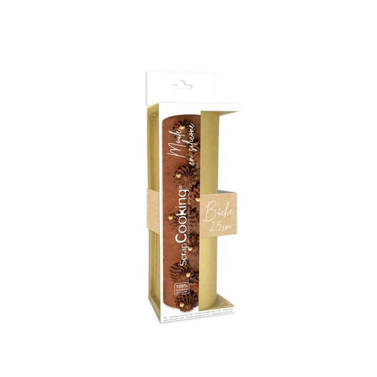 Moule à bûche antiadhésif en silicone platine 25 cm doré Scrapcooking