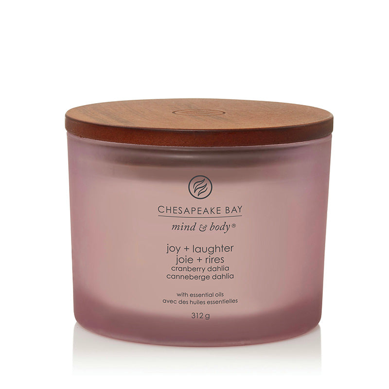 Bougie parfumée Joie Rires Canneberge et Dahlia 312g Rose Chesapeake Bay