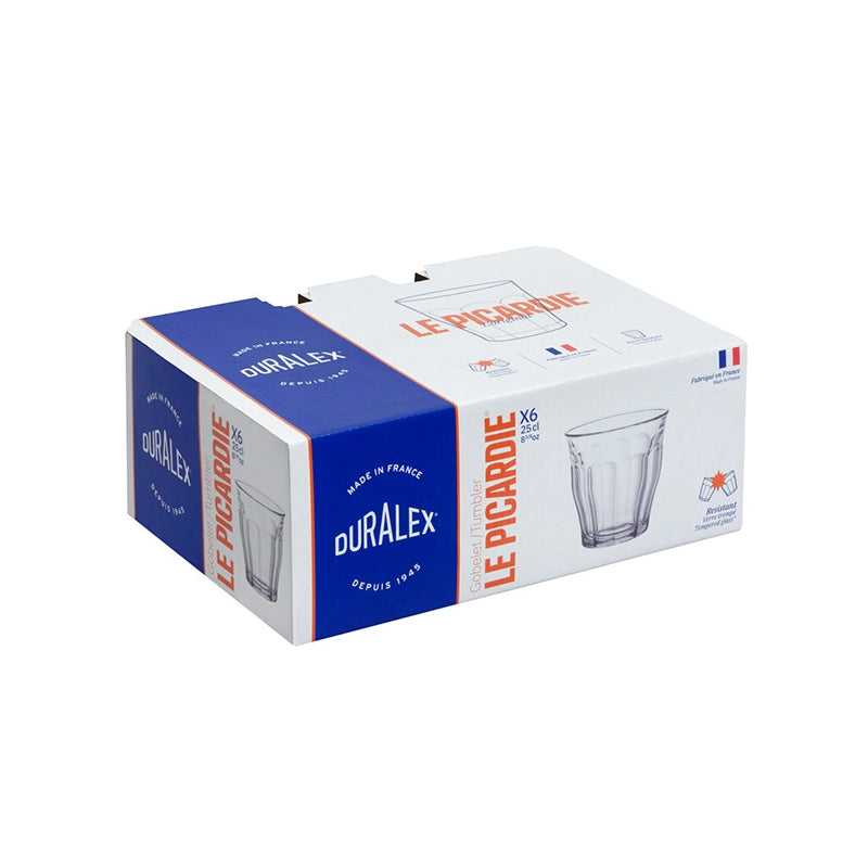 Boite de 6 verres transparents 25cl Picardie Duralex