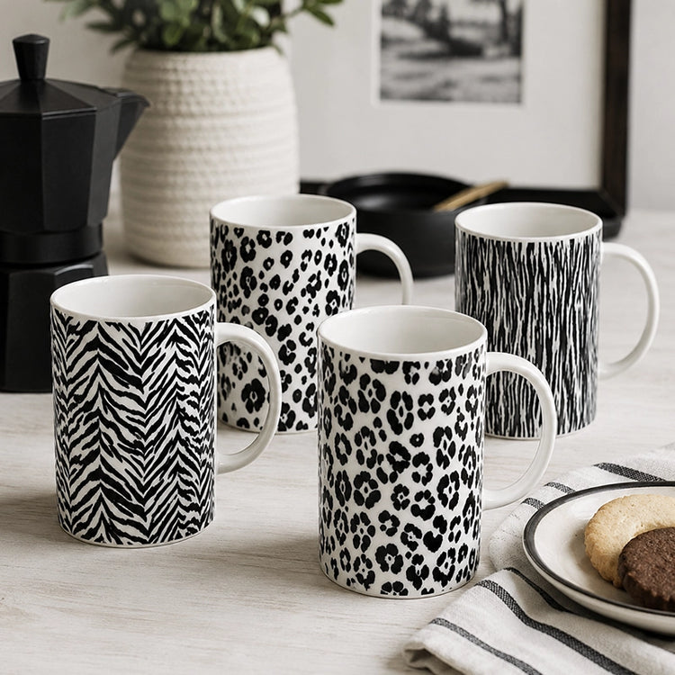 Coffret de 4 tasses en porcelaine de 16 cl Savane Table Passion