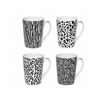 Coffret de 4 mugs en porcelaine de 40 cl Savane Table Passion