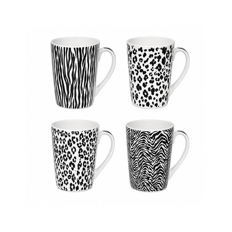 Coffret de 4 mugs en porcelaine de 40 cl Savane Table Passion