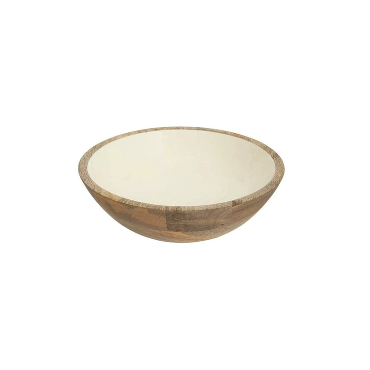 Saladier en bois de manguier de 25 cm blanc Inaya Atmosphera