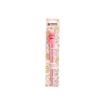Baguettes d'aide pour enfants Lucky Cat mélamine 22cm Rose Tokyo Design