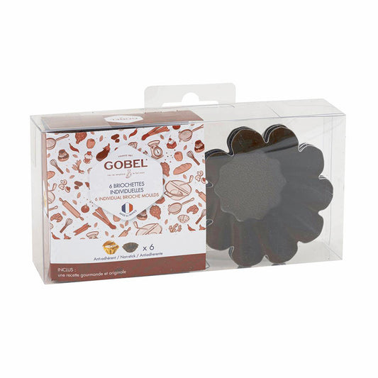 Boîte de 6 moules briochettes anti-adhésif Gobel