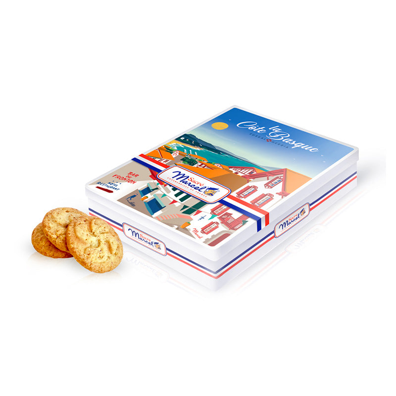 Boîte en métal biscuits aux noisettes La Côte Basque Sacré Marcel