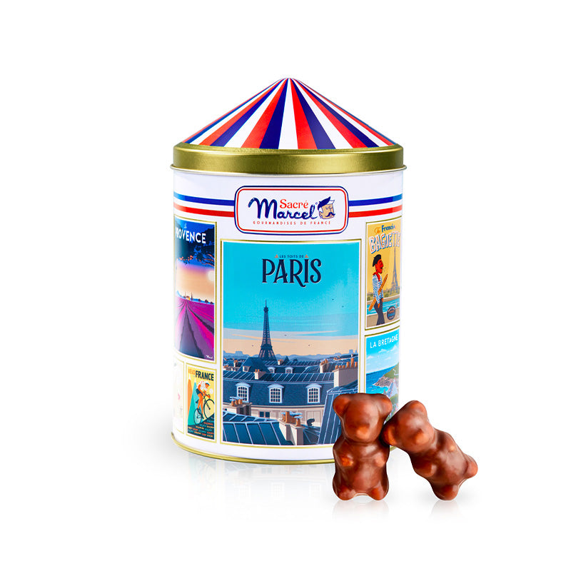 Boîte en métal colonne Morris oursons guimauve Sacré Marcel