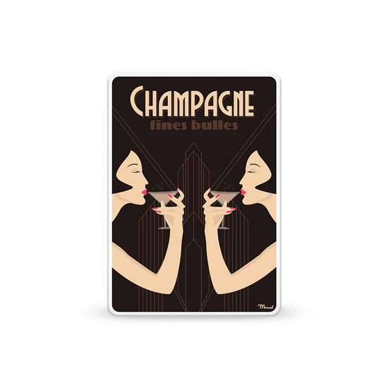 Boîte en métal flûtes feuilletées chocolat Champagne Sacré Marcel