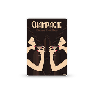Boîte en métal flûtes feuilletées chocolat Champagne Sacré Marcel