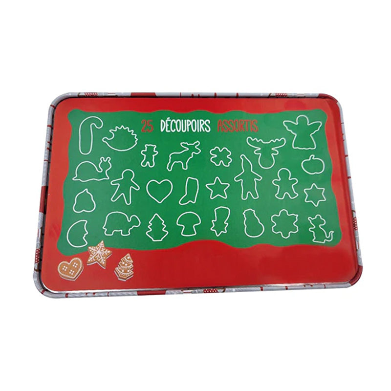 Boîte métal 25 découpoirs Noël