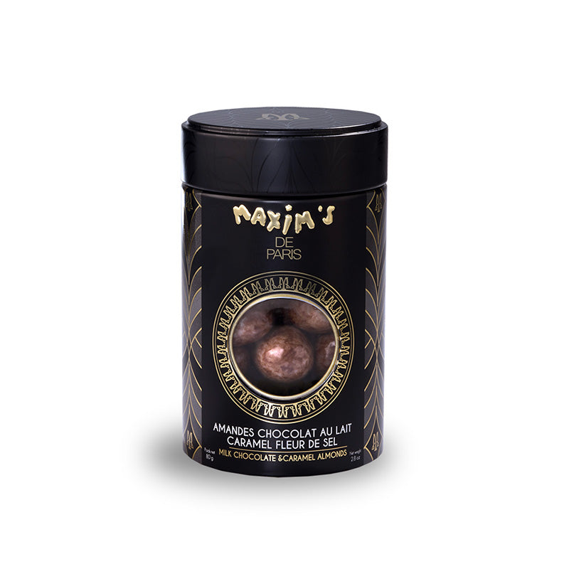 Boîte métal amandes chocolat lait Maxim's