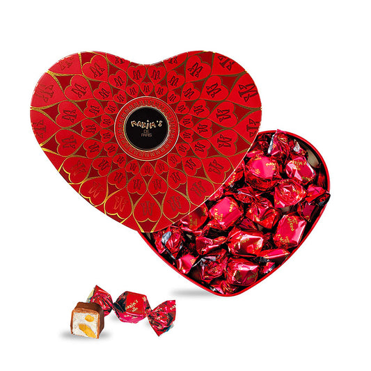Boîte métal coeur chocolat au lait tendre nougat Maxim's