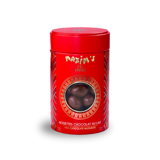 Boîte métal noisettes chocolat lait Maxim's