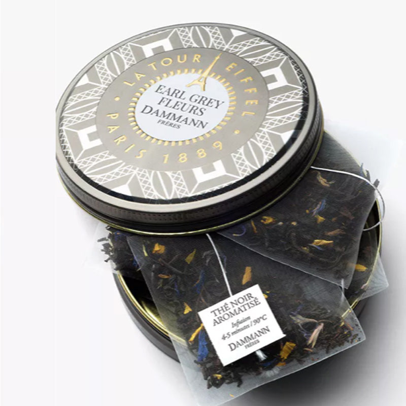 Boite métal thé earl grey fleurs
