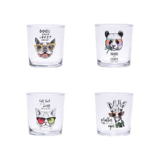 Boîte de 4 verres cocktail animaux