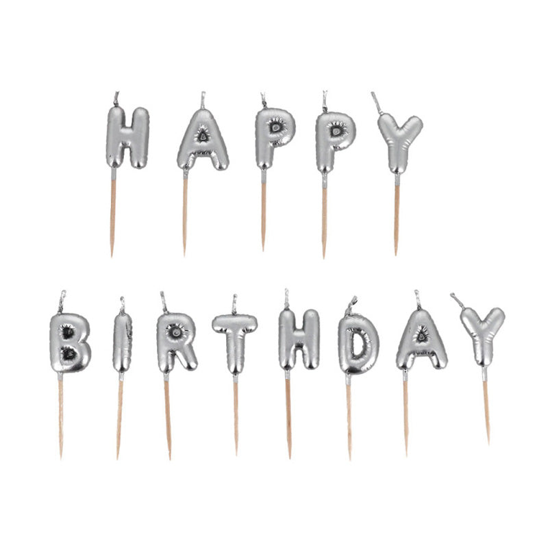 Bougies à piquer Happy Birthday argentées Patisdecor
