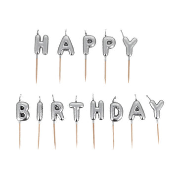 Bougies à piquer Happy Birthday argentées Patisdecor