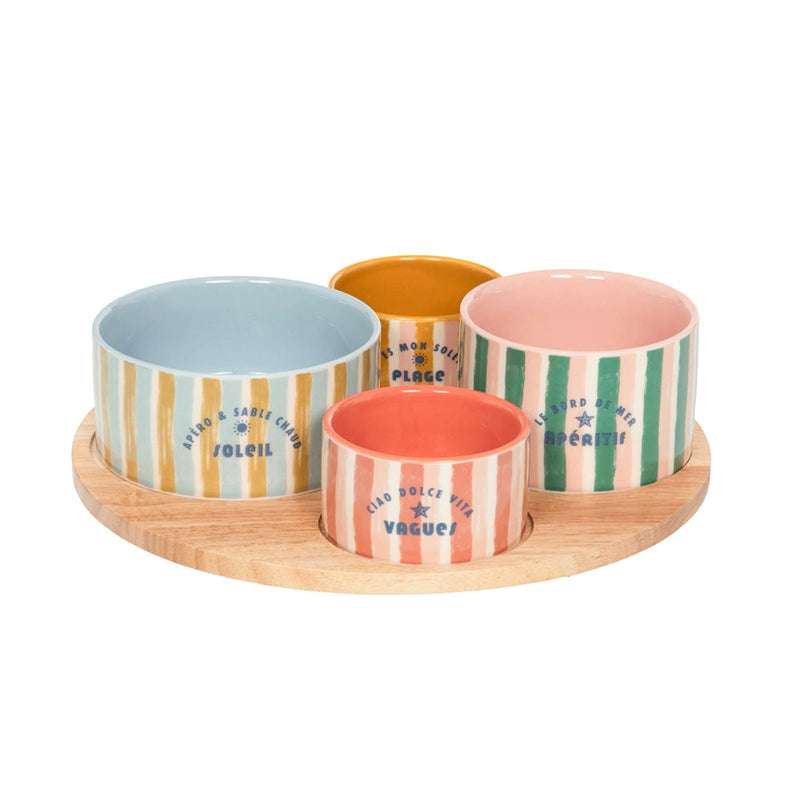 Service apéritif 6 pièces 31 cm noir en porcelaine | Maisons du Monde