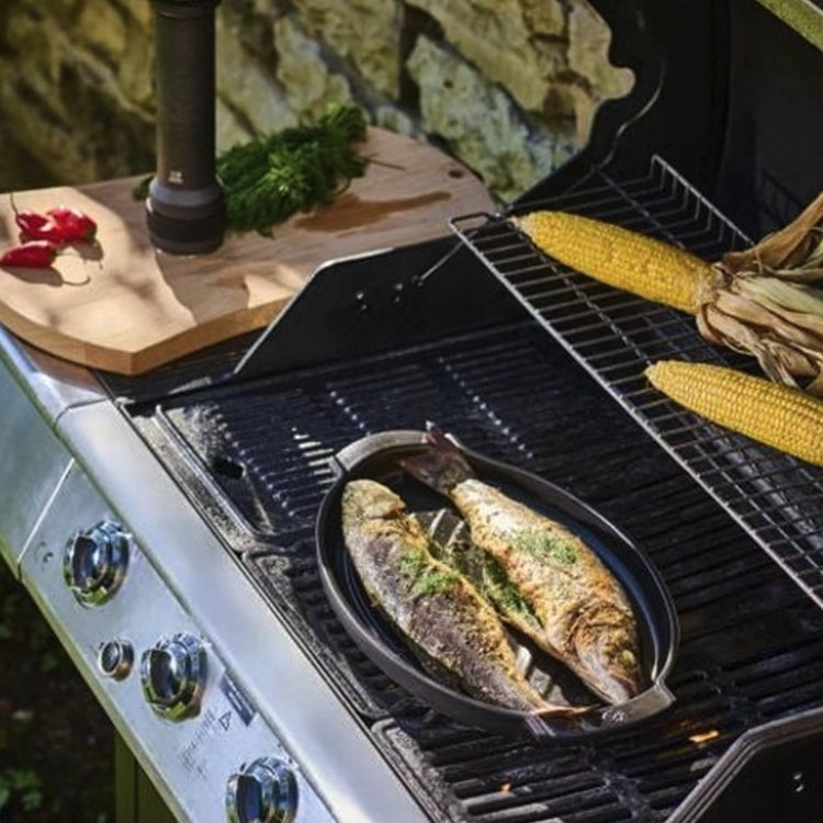 Plat grill en céramique pour poisson noir 41cm Peugeot