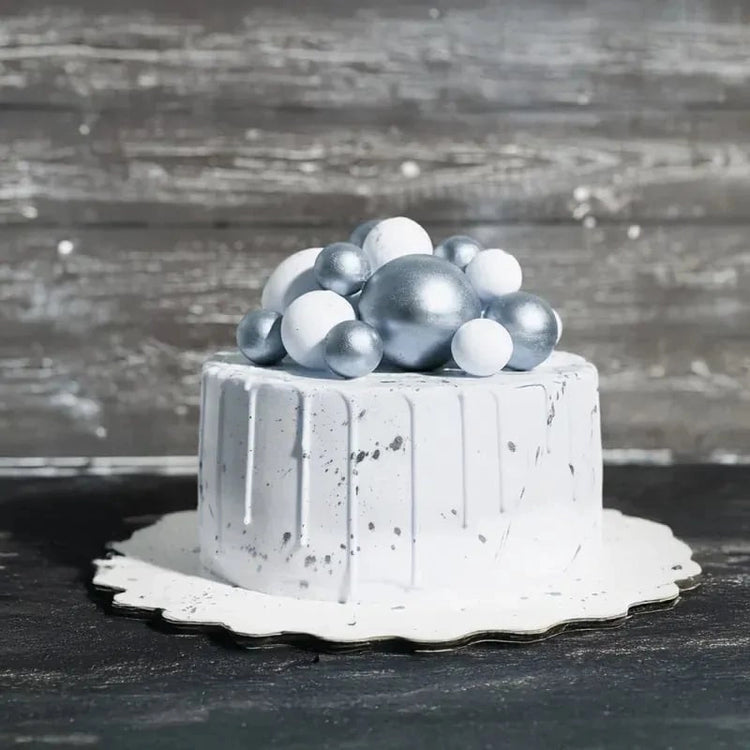 Décor à piquer Boules argent 12 pièces Patisdecor