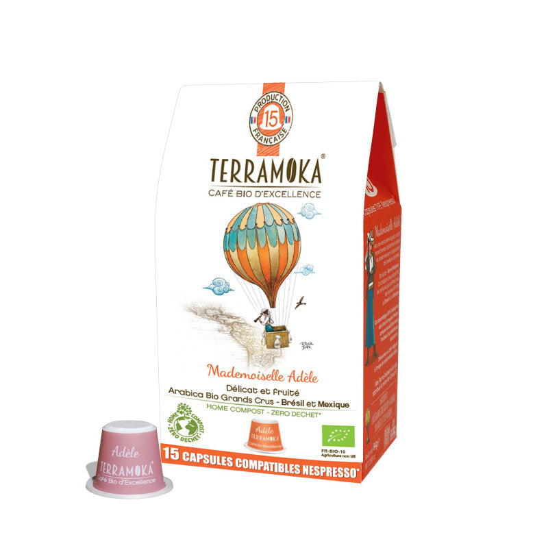 Capsules de café bio compostables 15 Mademoiselle Adele Terramoka