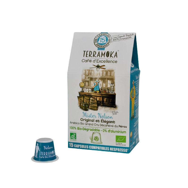 Capsules de café bio compostables 15 Mister Nelson Terramoka