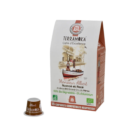 Capsules de café bio compostables 15 Monsieur Albert Terramoka